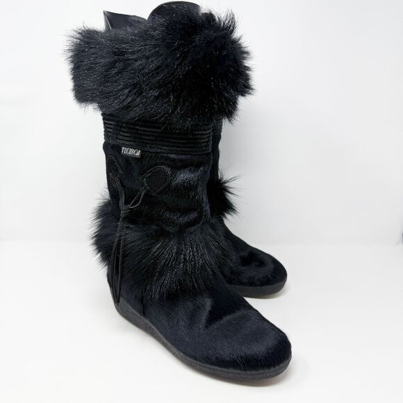 Tecnica Shoes - Tecnica Black Calf Hair & Fur Boots Women's Size EU 37/US Size 7 Made in Italy